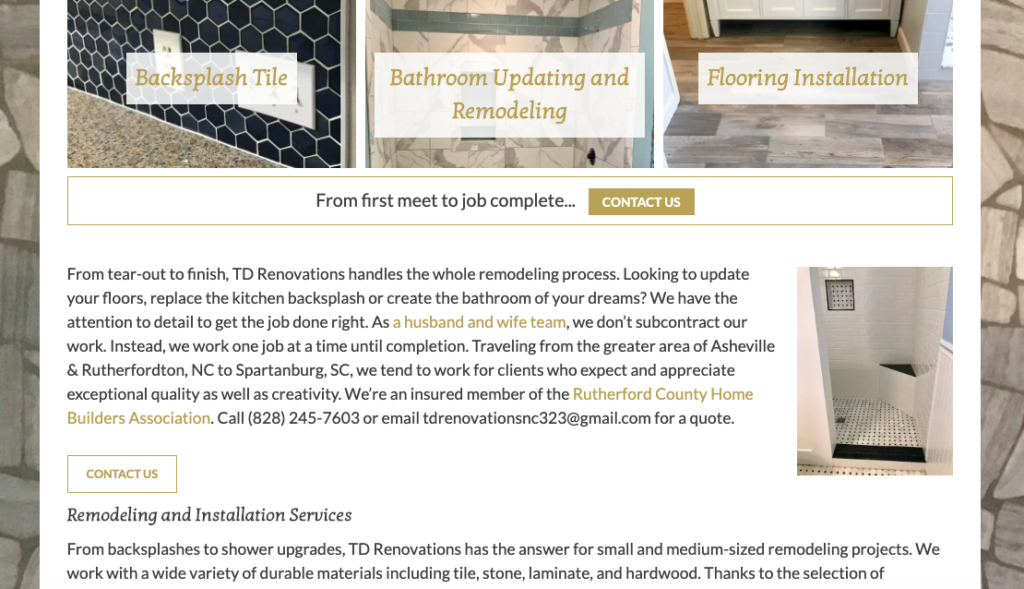 Website for Remodeling Services